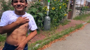 taut man with dyed hair receives nailed outdoors