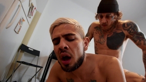 BROMO - Bo Sinn with tattooed Alex Montenegro anal interracial