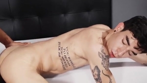 Skinny hoe receives Barebacked. Facial ball cream flow