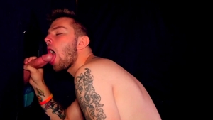 RealMenFuck - Inked Timothy bareback gloryhole in public
